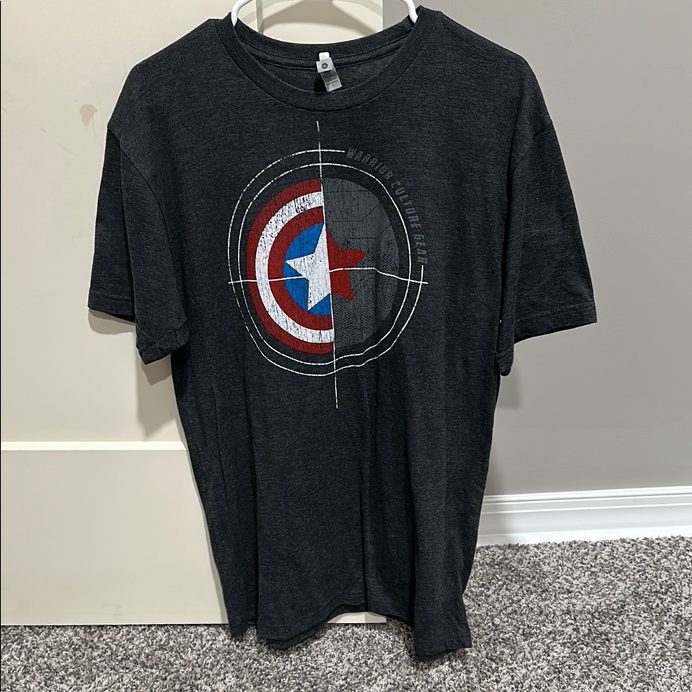 Marvel Men's Dark Gray Captain America Shield T-Shirt